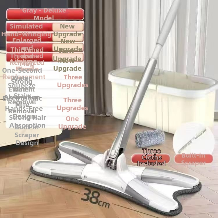 Veľký plochý mop na domáce použitie, absorbentná utierka na mop, čistenie v jednom kroku, bez dotyku rukami, dvojité použitie pre suché a mokré čistenie, vhodný pre internát