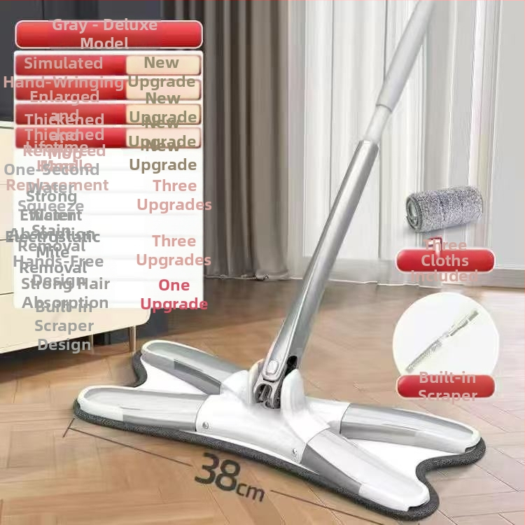 Veľký plochý mop na domáce použitie, absorbentná utierka na mop, čistenie v jednom kroku, bez dotyku rukami, dvojité použitie pre suché a mokré čistenie, vhodný pre internát