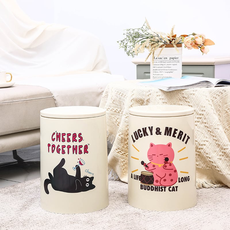 Coș de gunoi pentru animale de companie, cu design animat drăguț, pentru uz casnic, design nou de înaltă valoare pentru living și dormitor, stil crem luxos discret