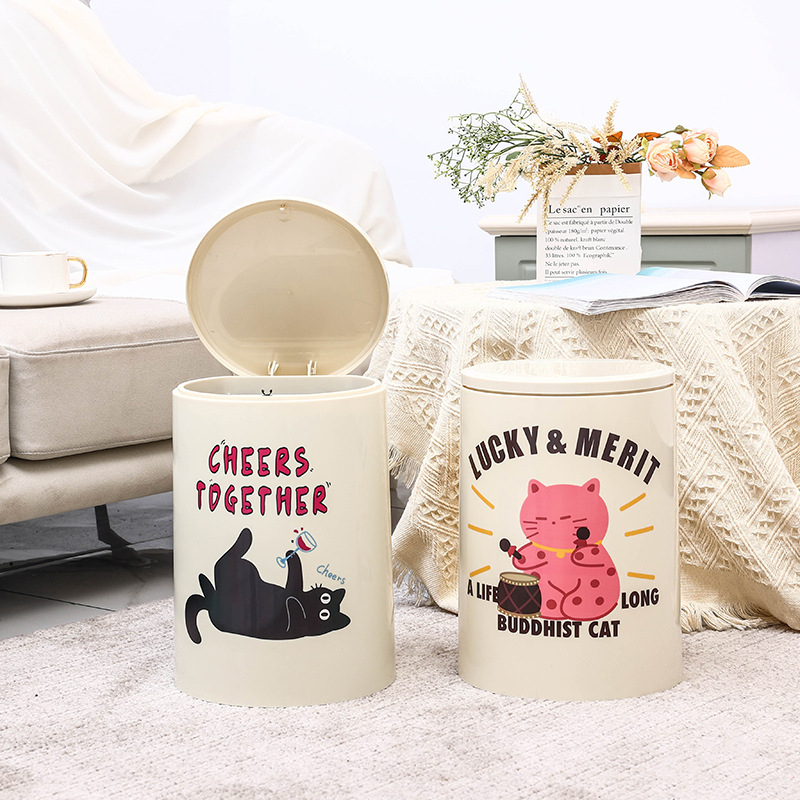 Coș de gunoi pentru animale de companie, cu design animat drăguț, pentru uz casnic, design nou de înaltă valoare pentru living și dormitor, stil crem luxos discret