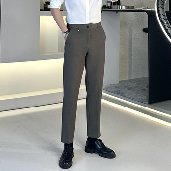 Pantaloni bărbați business casual, croi slim, lungime cropped, primăvară-vară 2024, stil urban