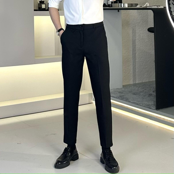 Pantaloni bărbați business casual, croi slim, lungime cropped, primăvară-vară 2024, stil urban