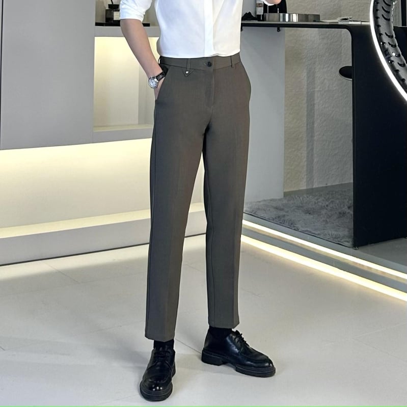 Pantaloni bărbați business casual, croi slim, lungime cropped, primăvară-vară 2024, stil urban
