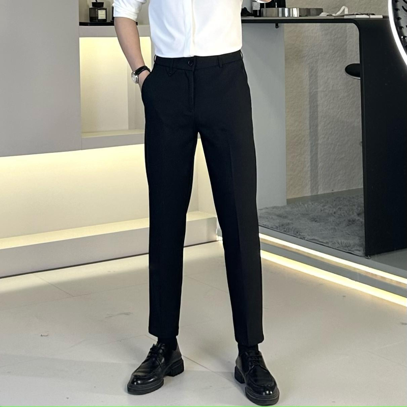 Pantaloni bărbați business casual, croi slim, lungime cropped, primăvară-vară 2024, stil urban