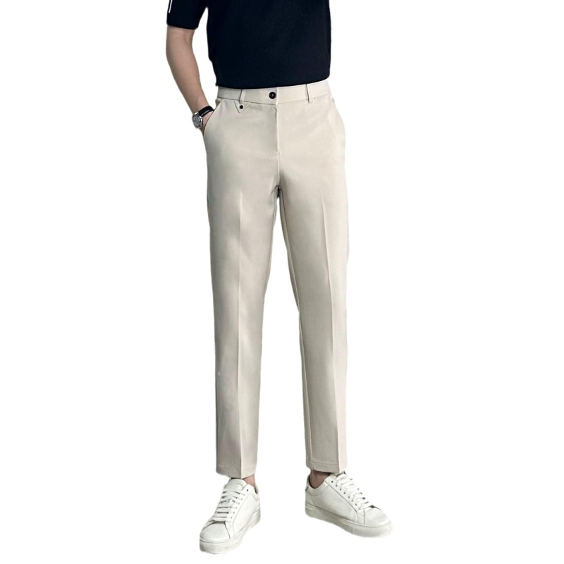Pantaloni bărbați business casual, croi slim, lungime cropped, primăvară-vară 2024, stil urban