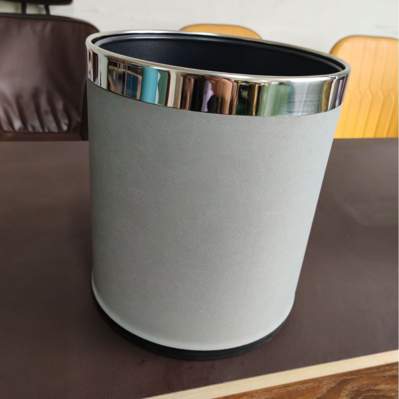 Coș de gunoi pentru camere de hotel, rotund, fără capac, rezistent la foc, cu pereți din hârtie cu două straturi, din plastic, imprimare a logo-ului disponibilă, pentru uz comercial