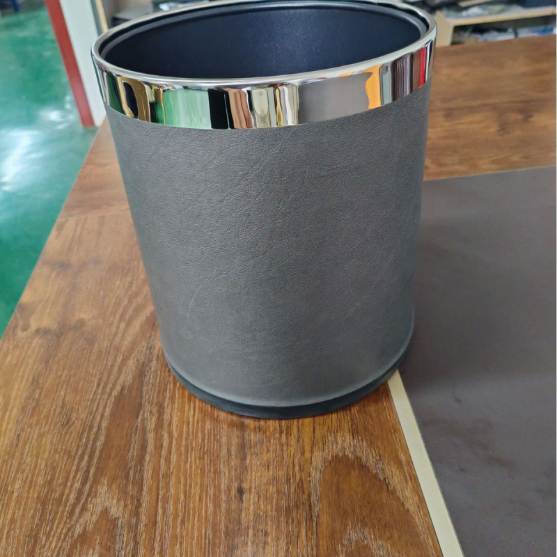 Coș de gunoi pentru camere de hotel, rotund, fără capac, rezistent la foc, cu pereți din hârtie cu două straturi, din plastic, imprimare a logo-ului disponibilă, pentru uz comercial