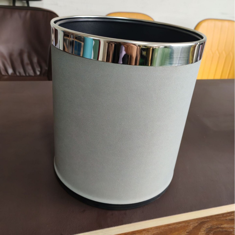 Coș de gunoi pentru camere de hotel, rotund, fără capac, rezistent la foc, cu pereți din hârtie cu două straturi, din plastic, imprimare a logo-ului disponibilă, pentru uz comercial