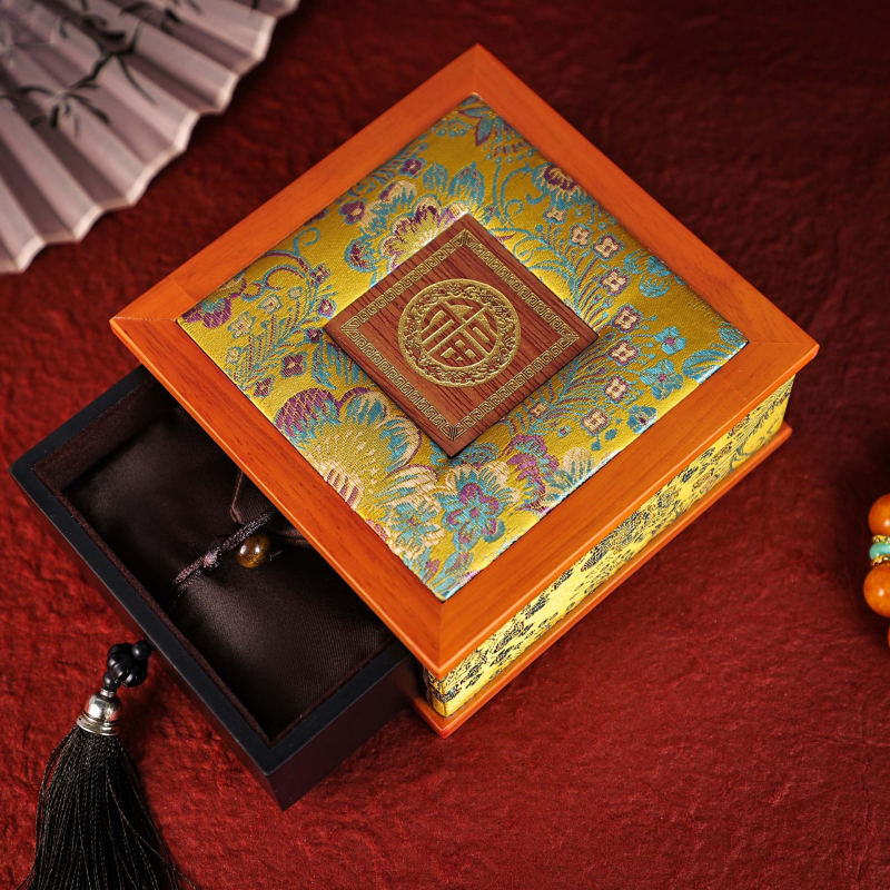 Cutie de bijuterii din lemn cu design Thangka – stil retro, ambalaj elegant pentru bijuterii