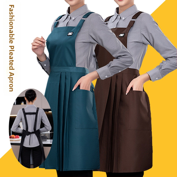 Plisovaná zástera s ramienkami, potlač loga na objednávku, nastaviteľná, nový štýl, pre domácu kuchyňu, kvetinárstvo, unisex, salón na nechty, pekáreň