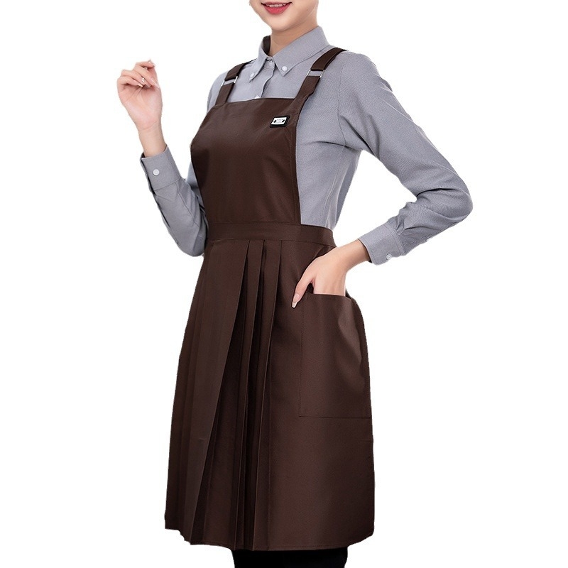 Șorț plisat cu bretele, imprimare logo personalizată, reglabil, stil nou, pentru bucătărie de acasă, florărie, unisex, salon de manichiură, brutărie