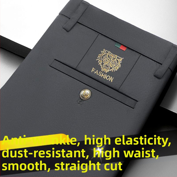 Pánske ľahké letné voľnočasové nohavice, slim-fit s pružnosťou, rovný strih, čierne