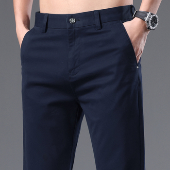 Ανδρικά παντελόνια business casual, με ίσια γραμμή και στενή εφαρμογή, μονόχρωμα, ανθεκτικά στην τσαλάκωση