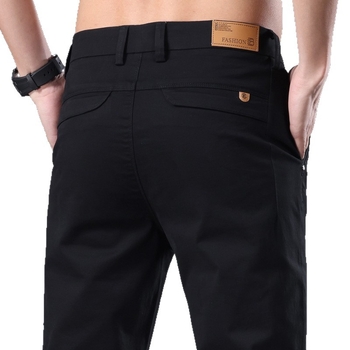 Ανδρικά παντελόνια business casual, με ίσια γραμμή και στενή εφαρμογή, μονόχρωμα, ανθεκτικά στην τσαλάκωση