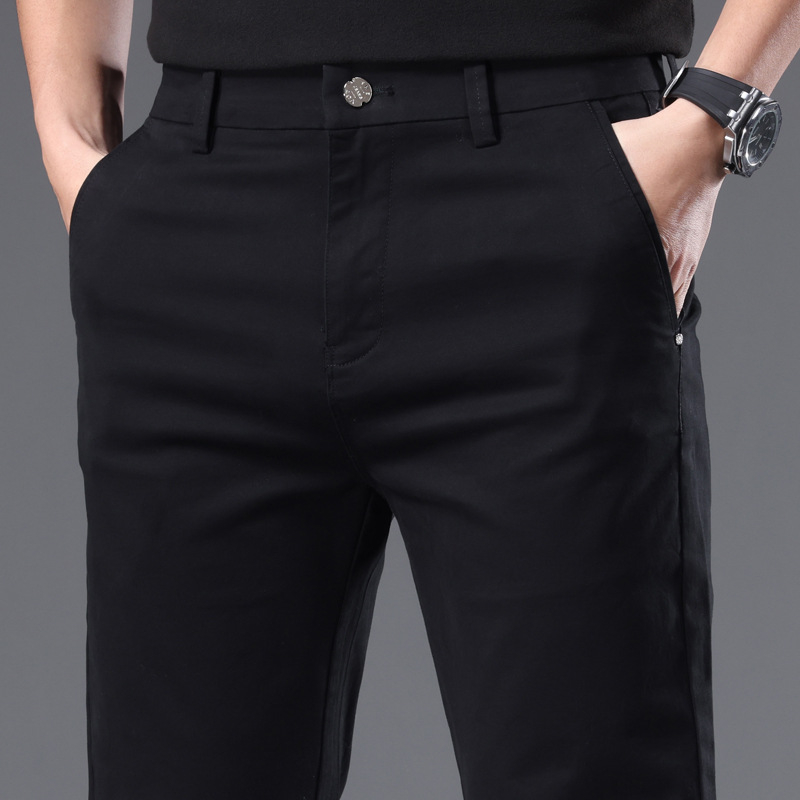Ανδρικά παντελόνια business casual, με ίσια γραμμή και στενή εφαρμογή, μονόχρωμα, ανθεκτικά στην τσαλάκωση
