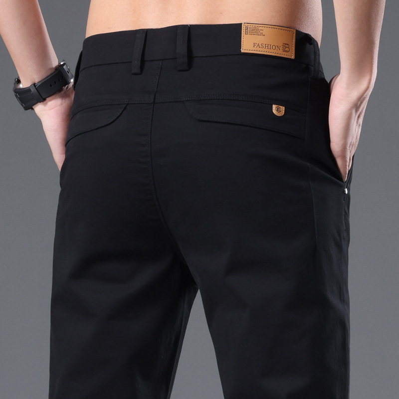 Ανδρικά παντελόνια business casual, με ίσια γραμμή και στενή εφαρμογή, μονόχρωμα, ανθεκτικά στην τσαλάκωση