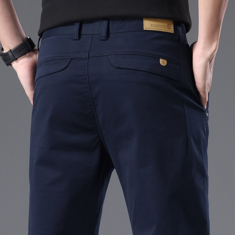 Ανδρικά παντελόνια business casual, με ίσια γραμμή και στενή εφαρμογή, μονόχρωμα, ανθεκτικά στην τσαλάκωση