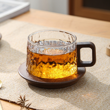 Cană de cafea din sticlă borosilicată, cu mâner, model glaciar, potrivită pentru iced Americano și latte