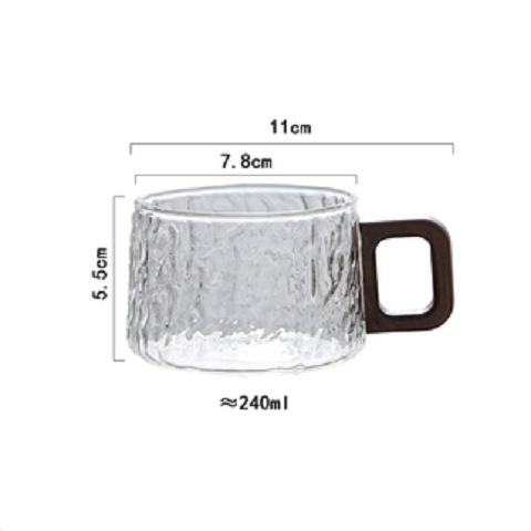 Cană de cafea din sticlă borosilicată, cu mâner, model glaciar, potrivită pentru iced Americano și latte
