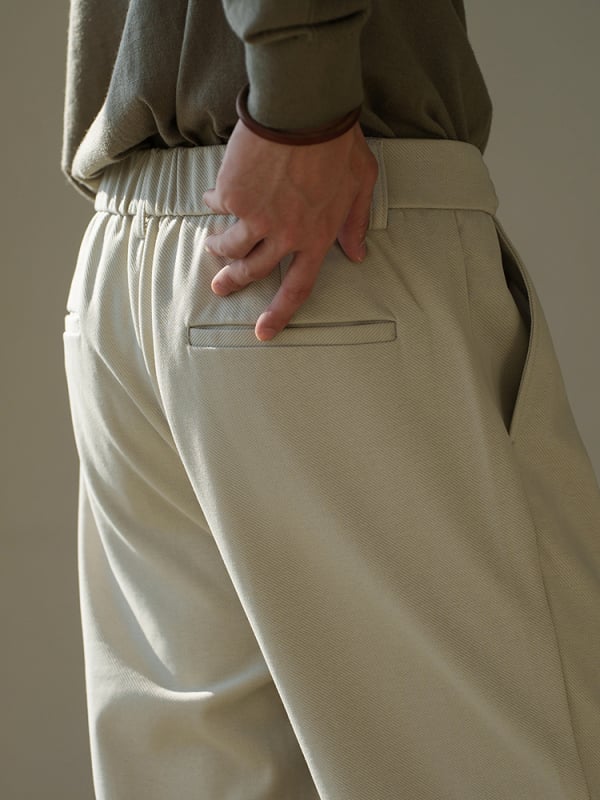 Pantaloni pentru bărbați, stil japonez, talie semi-elastică, plisate, croială dreaptă, întreținere ușoară, toamnă 2025, pantaloni casual