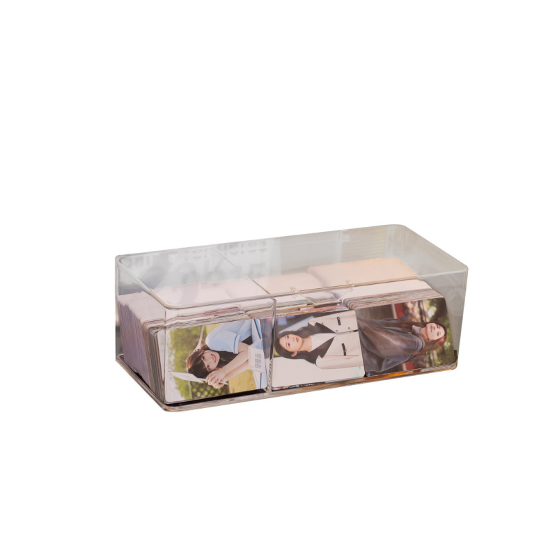 Cutie de depozitare pentru carduri și documente, capac rabatabil, din plastic transparent, organizator de birou