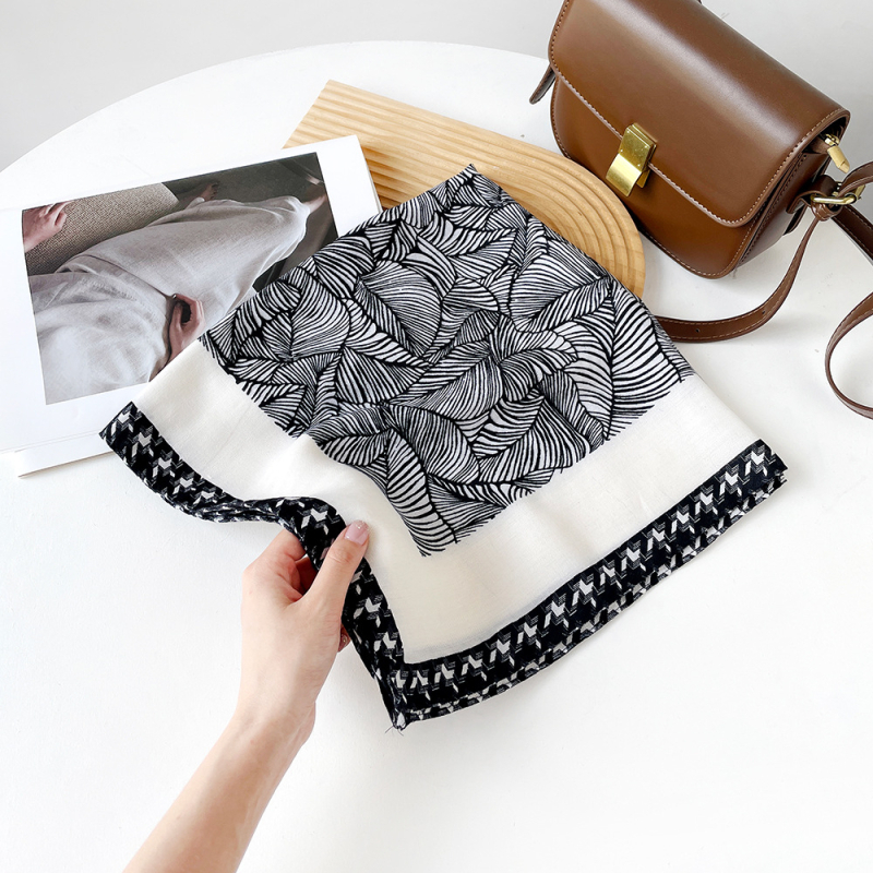 Șal de mătase pentru femei – șal pătrat imprimat, accesoriu pentru geantă, cadou elegant