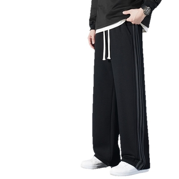 Καλοκαιρινά ανδρικά casual παντελόνια με φαρδιά γραμμή, ελαφρύ ύφασμα, ριγέ σχέδιο