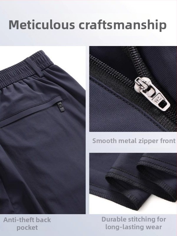 Ice Silk pantaloni casual bărbați, elastici, pentru vară, subțiri, respirabili, croială dreaptă