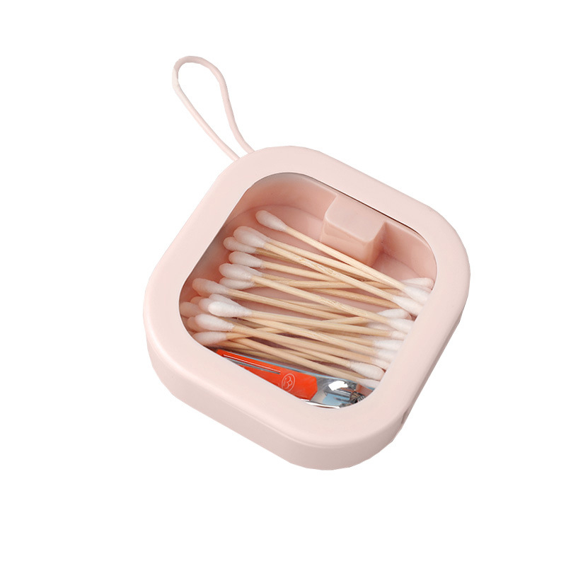 Cutie portabilă de depozitare cu capac transparent pentru bețișoare de urechi, agrafe de păr și bijuterii; organizator antipraf