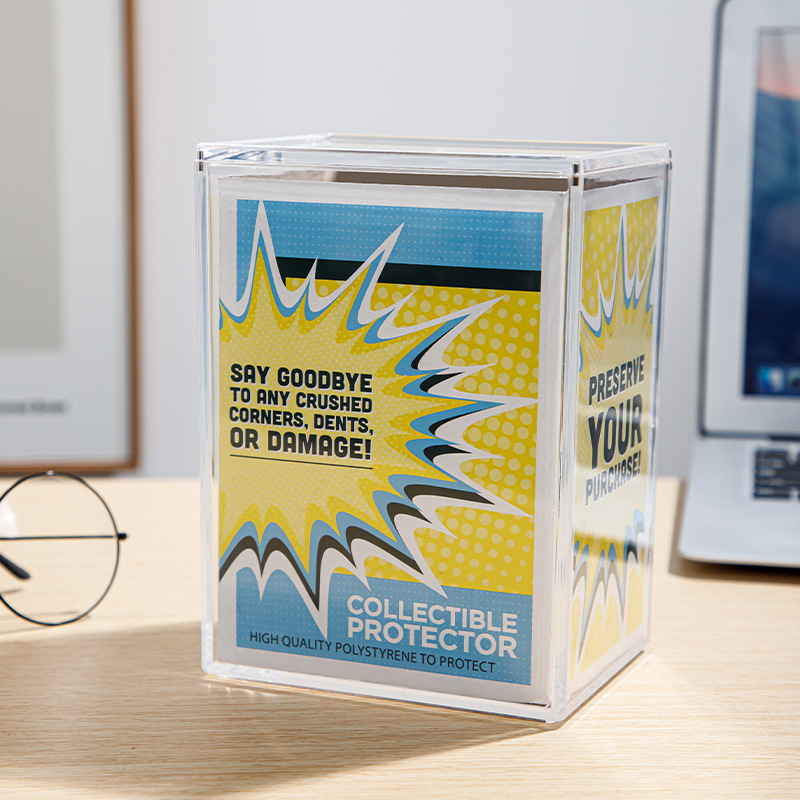 Cutie transparentă din plastic pentru figuri de colecție, cu capac magnetic
