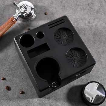 Mâner ABS pentru aparat de espresso, formă pătrată, suport în stil sertar pentru tamper, instrument de distribuție a cafelei măcinate și bază de depozitare multifuncțională.