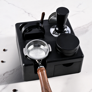 Mâner ABS pentru aparat de espresso, formă pătrată, suport în stil sertar pentru tamper, instrument de distribuție a cafelei măcinate și bază de depozitare multifuncțională.
