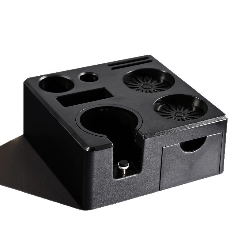 Mâner ABS pentru aparat de espresso, formă pătrată, suport în stil sertar pentru tamper, instrument de distribuție a cafelei măcinate și bază de depozitare multifuncțională.