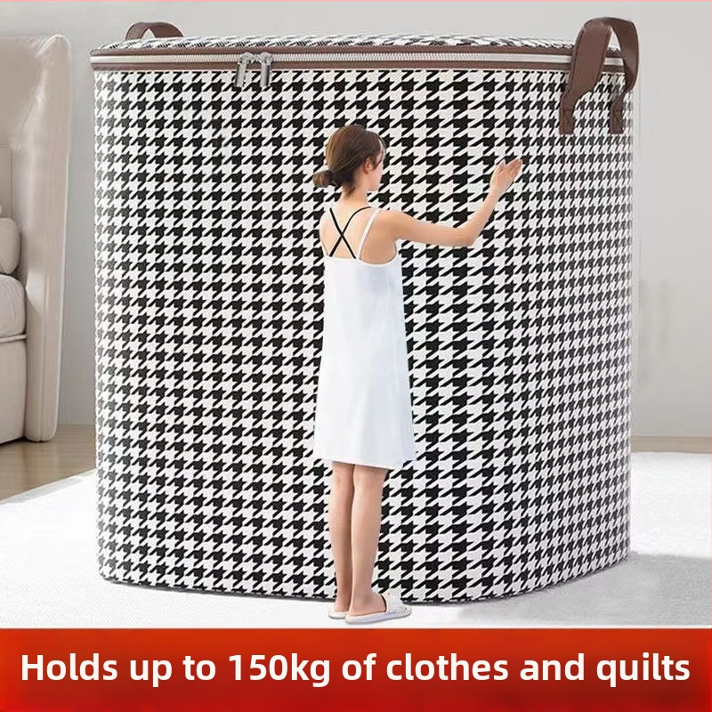 Houndstooth taška na skladovanie oblečenia, z netkanej textílie, veľká kapacita, vhodná na oblečenie, prikrývky, sťahovanie a špinavé prádlo