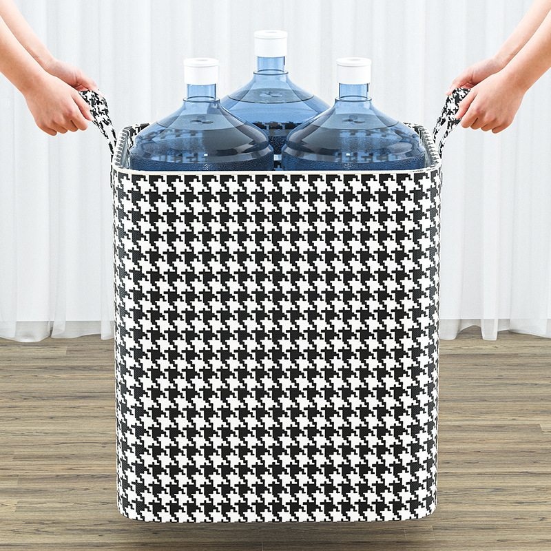 Sac de depozitare Houndstooth pentru haine, din material nețesut, capacitate mare, pentru haine, pilote, mutări și rufe murdare