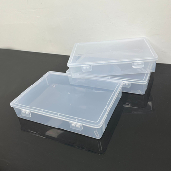 Cutie transparentă din plastic pentru depozitare, cu afișaj de mostre, închidere cu două catarame, pentru papetărie și cosmetice, cu sertar