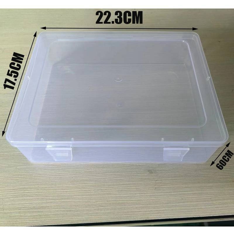 Cutie transparentă din plastic pentru depozitare, cu afișaj de mostre, închidere cu două catarame, pentru papetărie și cosmetice, cu sertar