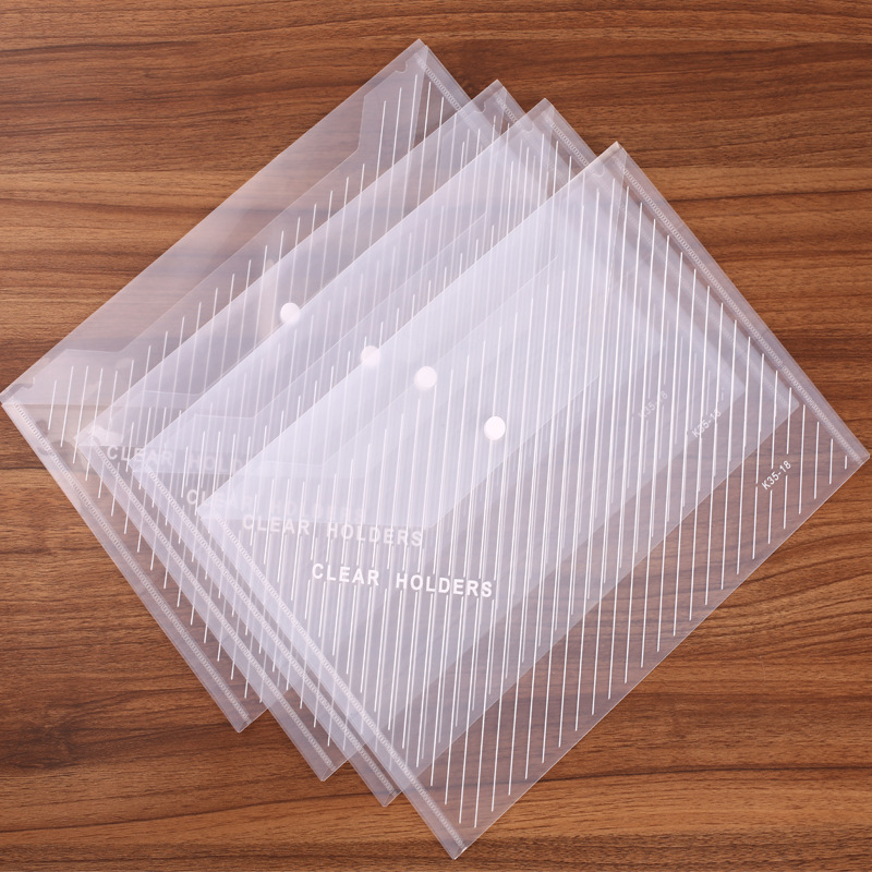 Geantă de documente din plastic A4 transparentă, cu închidere cu capse, depozitare documente la birou, dimensiuni 31,5×23,5 cm