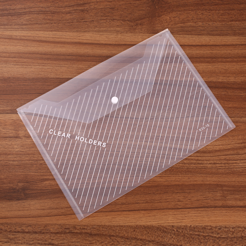 Geantă de documente din plastic A4 transparentă, cu închidere cu capse, depozitare documente la birou, dimensiuni 31,5×23,5 cm