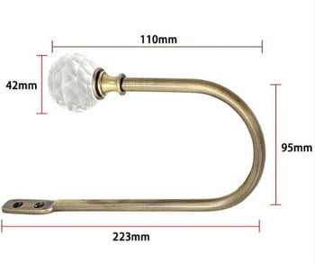 Cârlig metalic pentru perdele în formă de U, cu cap din cristal și accesorii de montaj