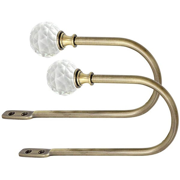 Cârlig metalic pentru perdele în formă de U, cu cap din cristal și accesorii de montaj