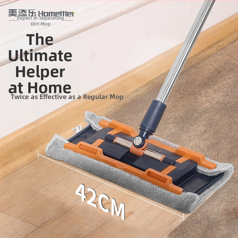 Meitianle clip-on plochý mop s textilom, teleskopický 120–140 cm, hlava 38/42 cm, mikrovlákno, domáce upratovanie