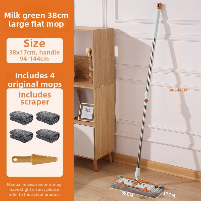 Meitianle clip-on plochý mop s textilom, teleskopický 120–140 cm, hlava 38/42 cm, mikrovlákno, domáce upratovanie