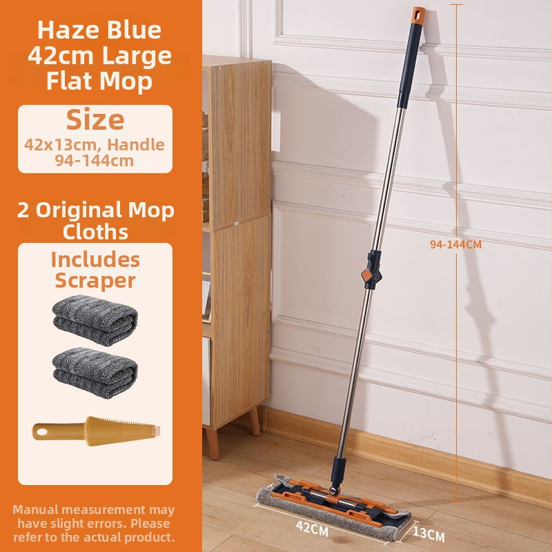 Meitianle clip-on plochý mop s textilom, teleskopický 120–140 cm, hlava 38/42 cm, mikrovlákno, domáce upratovanie