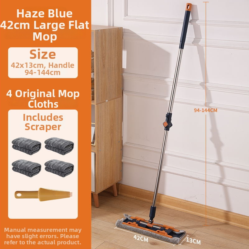Meitianle clip-on plochý mop s textilom, teleskopický 120–140 cm, hlava 38/42 cm, mikrovlákno, domáce upratovanie