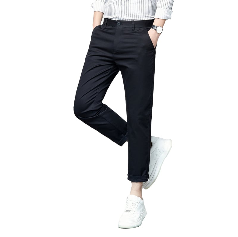 Pánske slim-fit nohavice s elastanom, ľahká bavlnená zmes, letné business voľnočasové nohavice