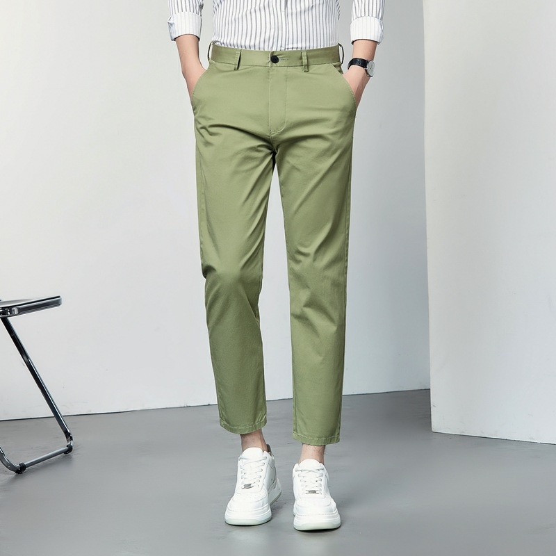 Pánske slim-fit nohavice s elastanom, ľahká bavlnená zmes, letné business voľnočasové nohavice