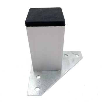 Picioare pătrate din aliaj de aluminiu goale, 38 mm, pentru canapea și dulap, cu placă triunghiulară, neajustabile