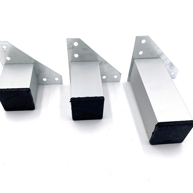Picioare pătrate din aliaj de aluminiu goale, 38 mm, pentru canapea și dulap, cu placă triunghiulară, neajustabile