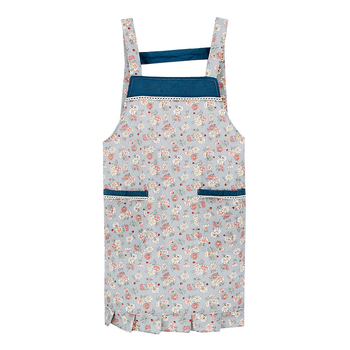 Șorț de bucătărie pentru casă, stil japonez și coreean drăguț, fără mâneci, impermeabil și rezistent la ulei, imprimeu floral, 100% bumbac, mărime universală